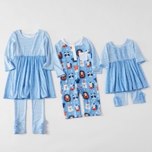 Mosaic Family Matching - Sibling Stripe Dresses Leggings Cartoon Animal Pattern Romper for Girl - Baby
