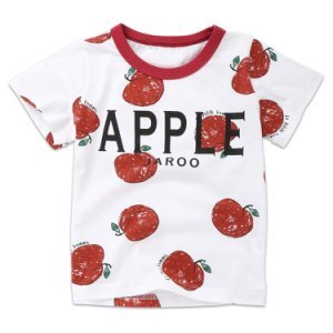 Pretty Apple And Letter Print Short-sleeve Top