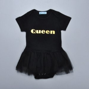 Queen Black Lace Short-sleeve One Piece for Baby Girls