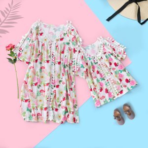 Sassy Flamingo Floral  Tasseled Dress for Mommy and Me