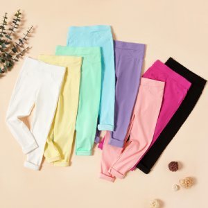 Simple Solid Fitted Pants For Girls