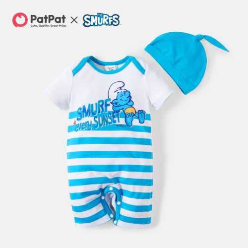 Smurfs Baby Boy 2-piece Stripe Bodysuit and Hat Sets