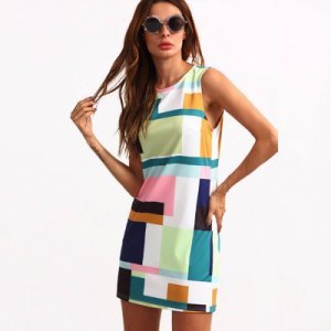 Stylish Geo Print Sleeveless Dress