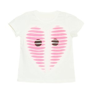 Stylish Striped Heart Print Short-sleeve Tee for Girl