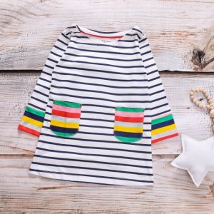 Stylish Striped Long-sleeve Dress for Toddler Girl and Girl