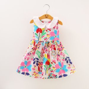 Sweet Floral Doll Collar A-line Sleeveless Dress for Girls