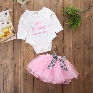 Sweet Letter Embroidered Bodysuit and Tutu Skirt Set for Baby Girl