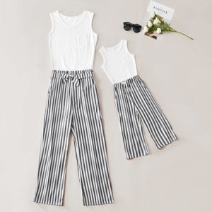 Tank Top and Striped Pants Matching Sets