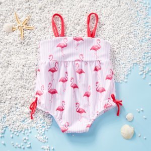 Toddler Girl Stylish Flamingo Print One Piece Swimsuit