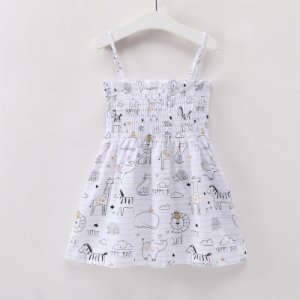Trendy Animals Print Sleeveless Strap Dress for Toddler Girls