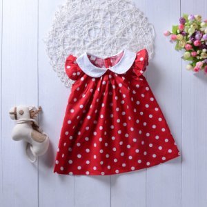 Trendy Dotted Raffled Cap-sleeve Dress for 1-4 Years Girl