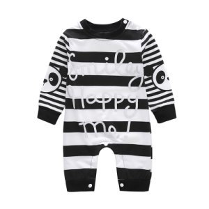 Trendy Letter Print Striped Long-sleeve Jumpsuit for Baby Boy