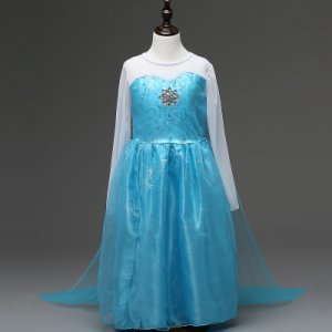 Tulle Tail Long-sleeve Party Dress with Snowflake Shape Decor for Girls
