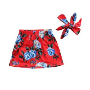 Vibrant Floral Skirt with a Headband for Baby Girl