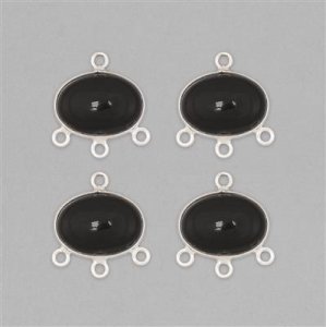 925 Sterling Silver Chandelier With Three Loop Approx 17x15mm Inc. 22cts Black Onyx Oval Approx 14x10mm (NRUD94)