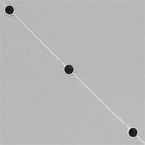 925 Sterling Silver Gem Set Chain Approx 2x1mm Inc. 9.50cts Black Onyx Briolette Round Approx 8mm, Length Approx 50cm (QIPK36)