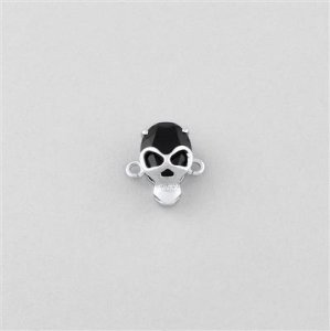 925 Sterling Silver Gemset Skull Connector Approx 13x12mm Inc. 2.20cts Black Onyx Brilliant Oval Approx 10x8mm. (ETPK35)