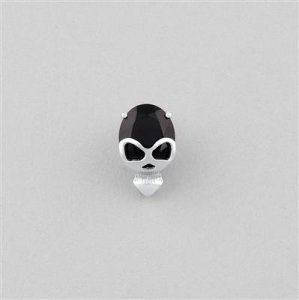 925 Sterling Silver Gemset Skull Pendant Approx 16x10mm Inc. 4cts Black Onyx Brilliant Oval Approx 12x10mm. (QZPK47)