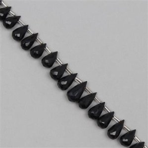 Jewellerymaker - Black onyx beads, drop gemstone strands. 75cts, faceted drops vpru46