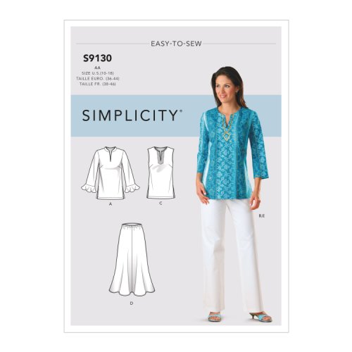 Patron Simplicity 9130.bb - ensemble blouse jupe fluide ou pantalon