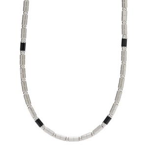 Fossil Men Black Agate Stainless Steel Necklace - One size