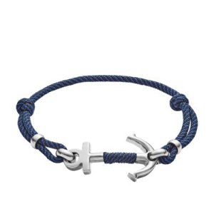 Fossil Men Blue Nylon Anchor Bracelet - One size