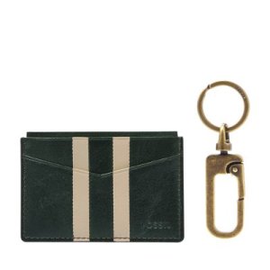 Fossil Men Card Case And Key Fob Gift Set Green - One size