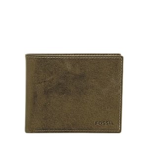 Fossil Men Derrick Rfid Large Coin Pocket Bifold Green - One size