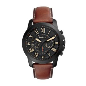 Fossil Men Grant Chronograph Luggage Leather Watch Brown/Black - One size