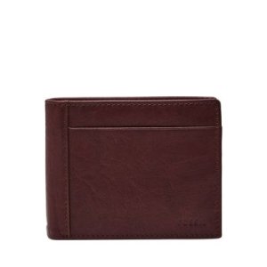 Fossil Men Neel Large Coin Pocket Bifold Black/Red - One size