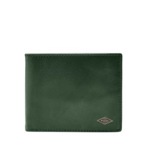 Fossil Men Ryan Rfid Large Coin Pocket Bifold Green - One size