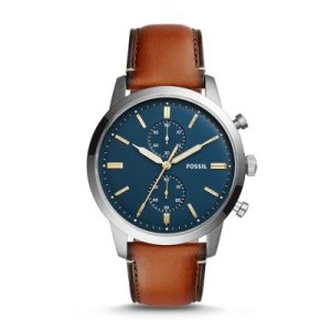 Fossil Men Townsman 44Mm Chronograph Luggage Leather Watch Brown - One size