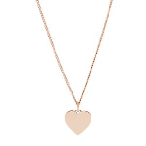 Fossil Women Heart Rose-Gold-Tone Stainless Steel Necklace - One size