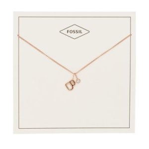 Fossil Women Letter B Rose-Gold-Tone Stainless Steel Necklace - One size