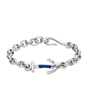 Fossil Unisex Bracelet Avec Ancre En Acier Argent/Bleu - One size
