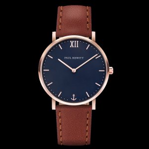 Watch Sailor Line Blue Lagoon IP Rose Gold Leather Watch Strap Brown