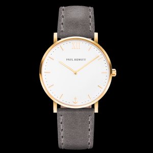 Watch Sailor Line White Sand IP Gold Leather Watch Strap Grey