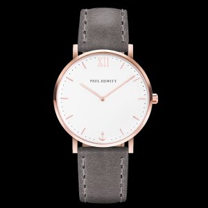 Watch Sailor Line White Sand IP Rose Gold Leather Watch Strap Grey