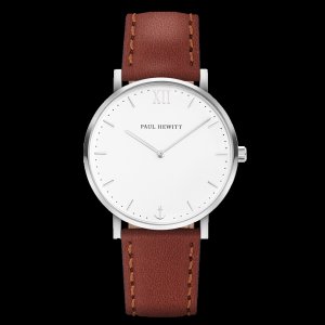 Watch Sailor Line White Sand Stainless Steel Leather Watch Strap Brown