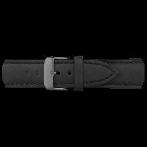 Correas de Reloj IP Gun Metal Piel Negro 20mm