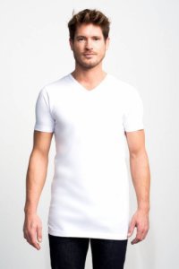 Slater Basic Fit 2pack T-shirt V-hals Wit Extra Long   4XL