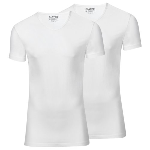 Slater T-shirts 2Pack Extra Long Fit V-Hals Wit   3XL