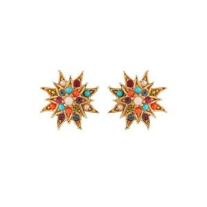 1980s Vintage D'Orlan Star Swarovski Crystal Clip-On Earrings, Gold