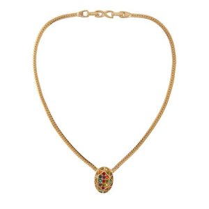 1980s Vintage D'Orlan Swarovski Crystal Oval Necklace, Gold