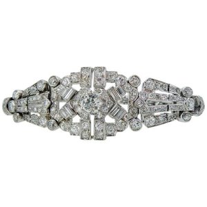 4.82 Carat Art Deco Diamond Bracelet, White Gold, circa 1930, Gold