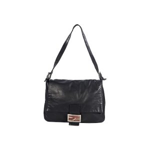 Black Vintage Fendi Leather Mama Forever Bag, Black