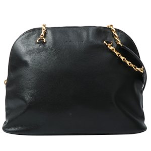 Celine Logo Embossed Shoulder Bag Black, Black