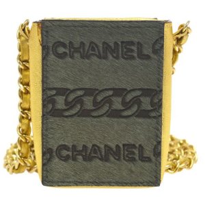 Chanel Cc Chain Mini Shoulder Bag Pouch Khaki, Green