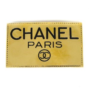 Chanel Cc Logos Plate Brooch Gold, Gold