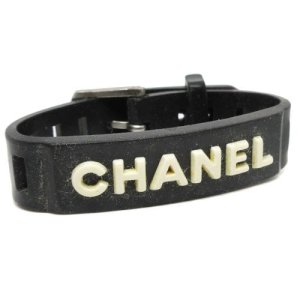 Chanel Cc Logos Rubber Bracelet Black 99P, Black